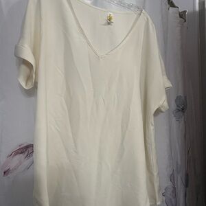 Cream V-Neck Women's Top